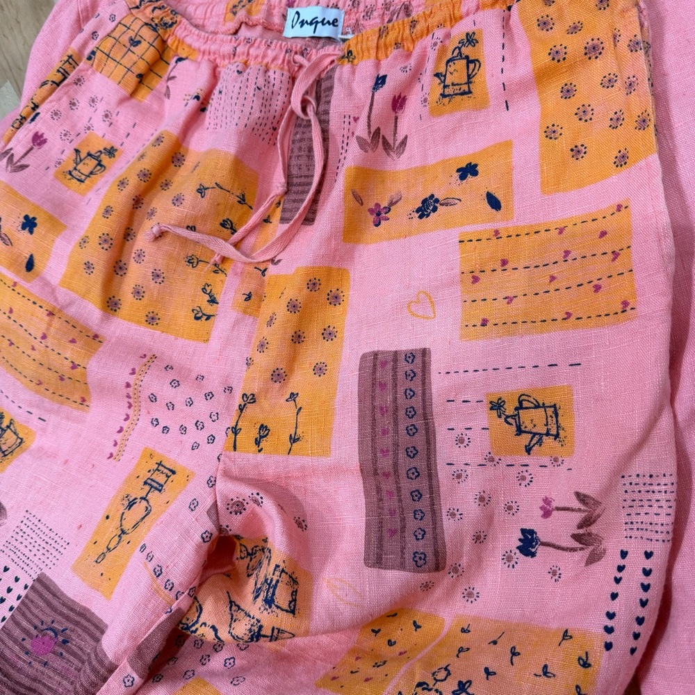 Vintage Patchwork Linen Pants Set - image 7